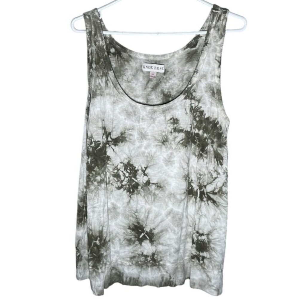 Knox Rose XL Tank Top Green Tie Dye Flowy Casual Beach Vacation Sleeveless Shirt